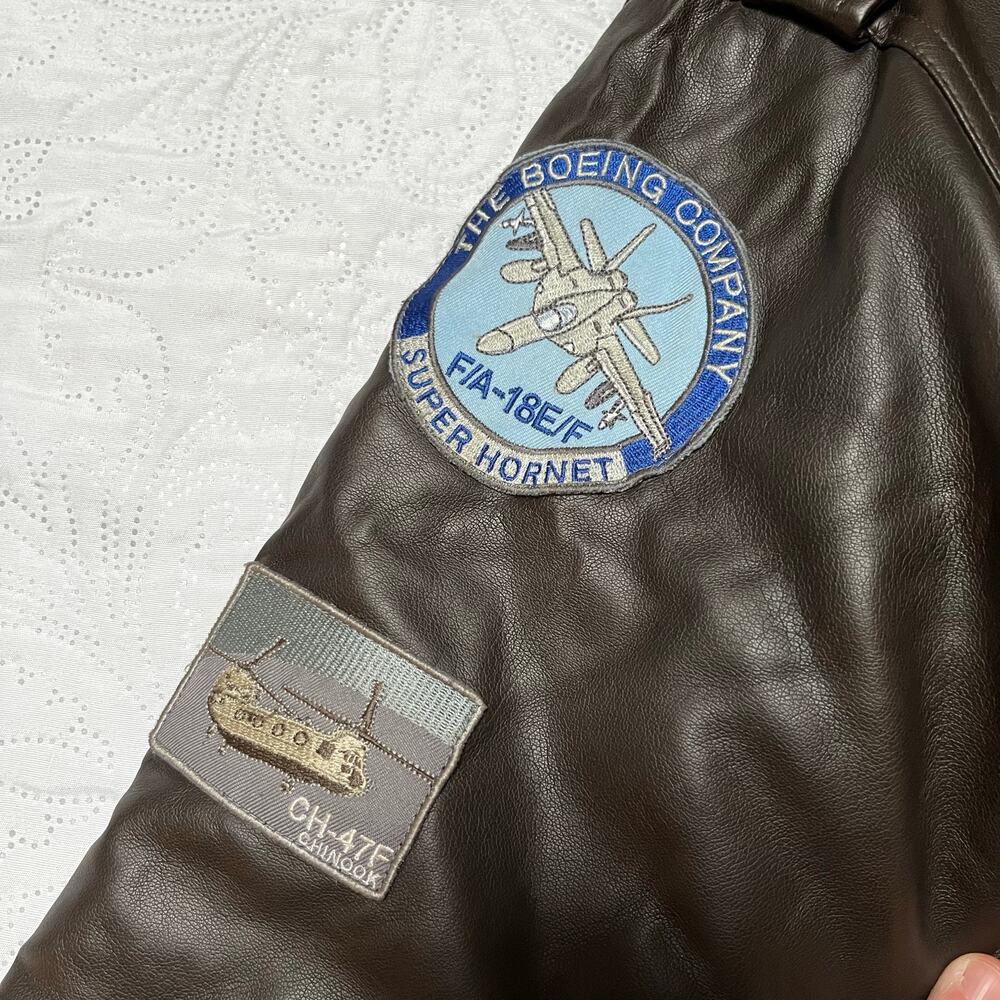 Boeing Classic Aviator Bomber Jacket with Patches Size 14/16 - Picture 10 of 12